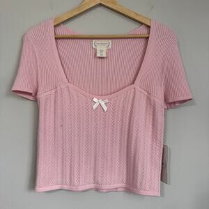 NWT Prairie by  Rachel Ashwell Pink Top XL Sweetheart Knit Coquette Feminine